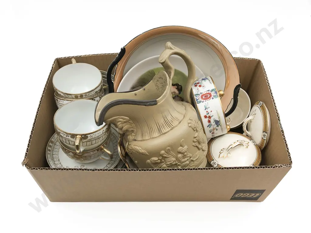 Small Box of Assorted Including Relief Molded Jug Image 1++