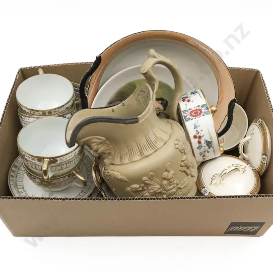 Small Box of Assorted Including Relief Molded Jug