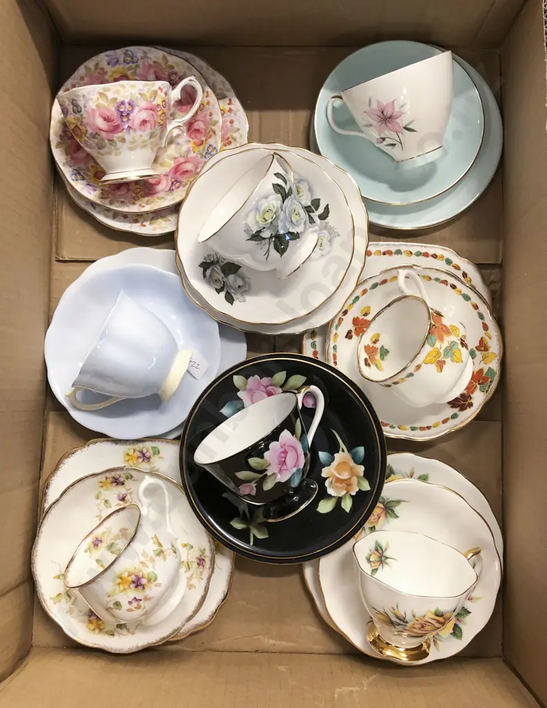Box of Assorted Fancy China Trios including Royal Albert Image 1++