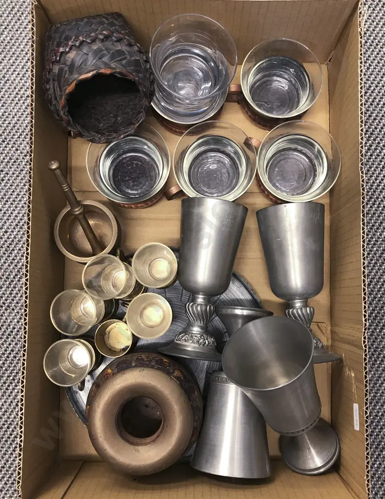 Box of Assorted Including Pewter Items Image 1++