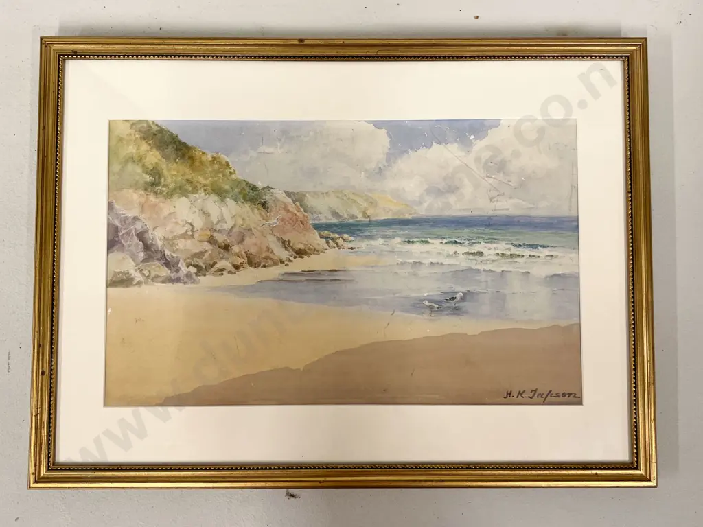 H.K. Tapson -  Beach Scene - Watercolour Image 1++