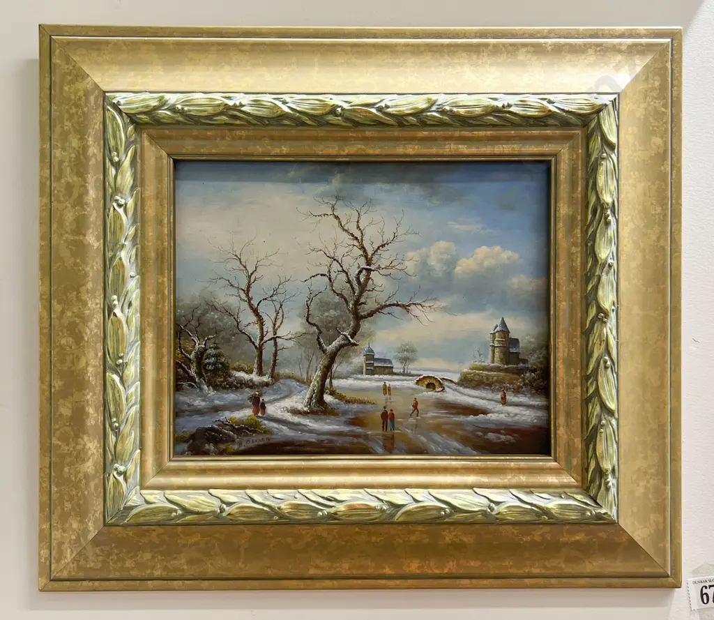 B. Dekker - Dutch Winter Scene - oil on board Image 1++