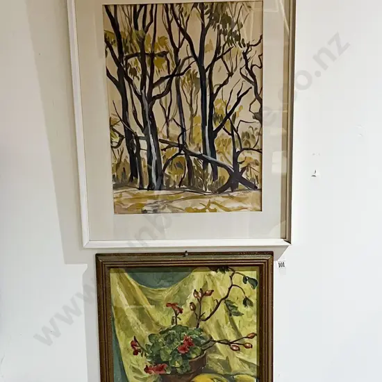 Four Assorted Artworks by Tiiu Reissar (3 watercolours and an oil still life)