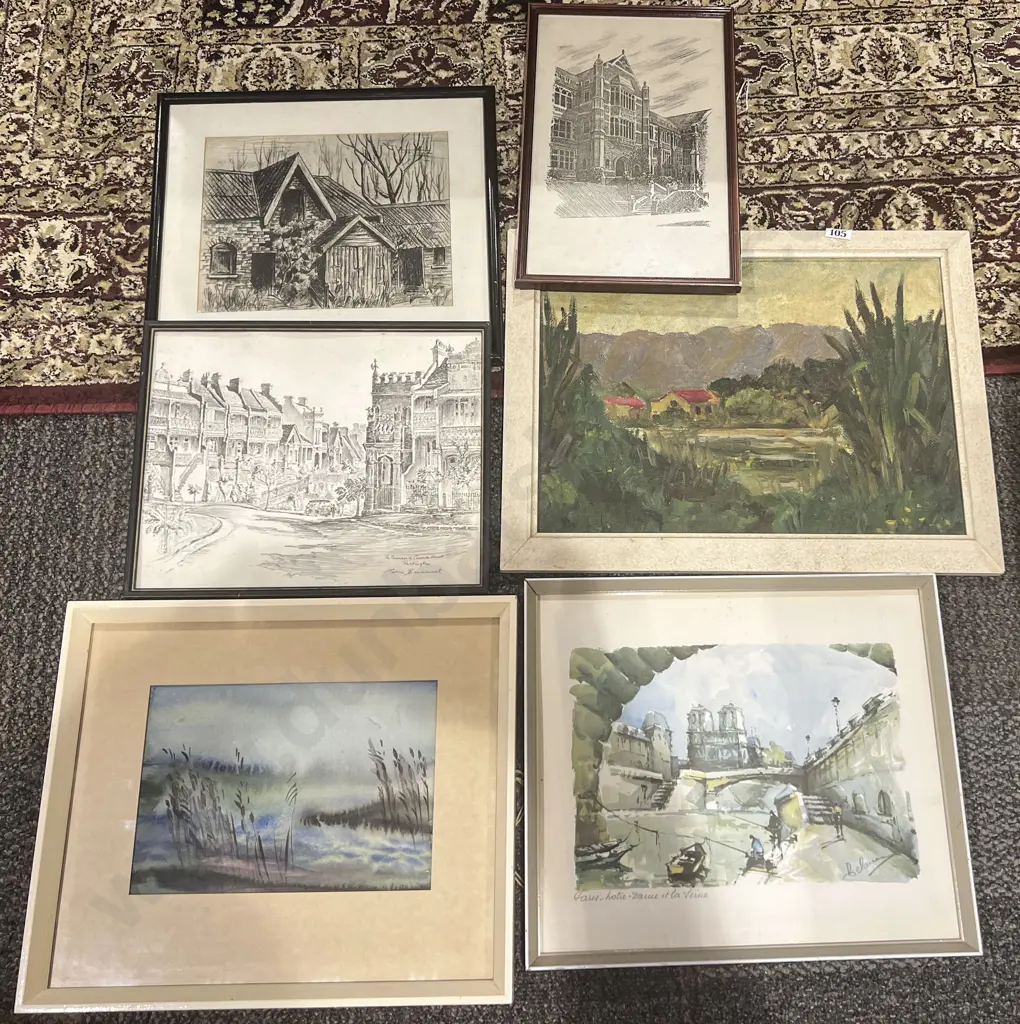 Six Framed Prints & Originals Image 1++