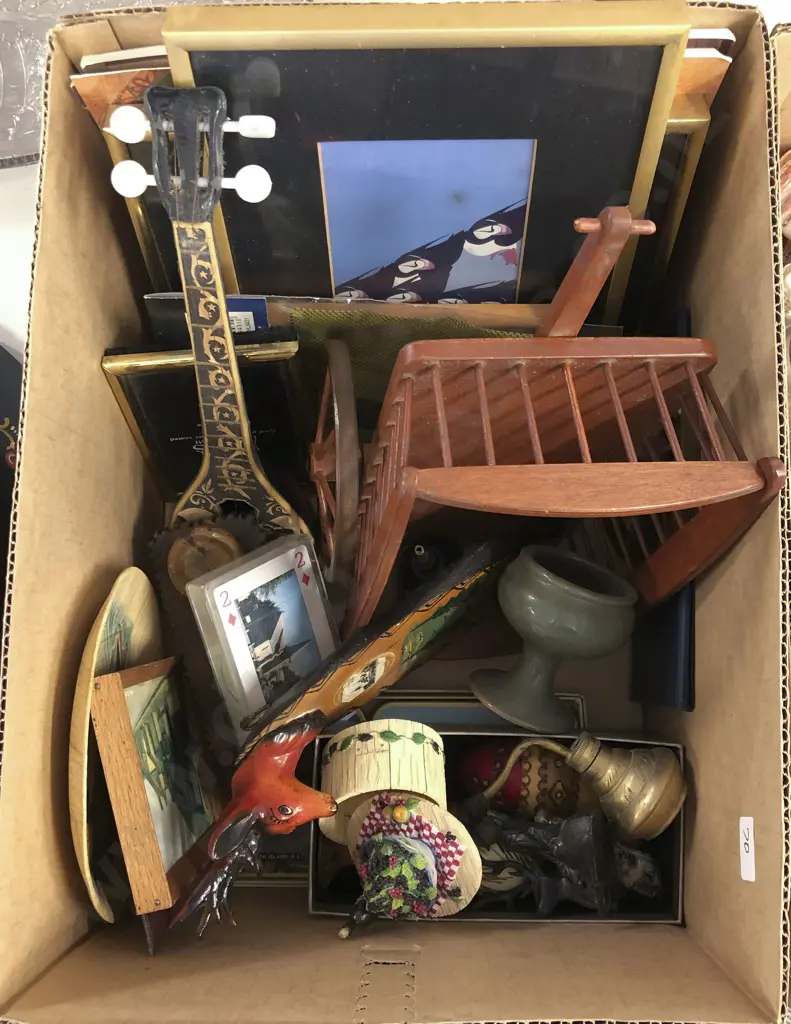 Box of Assorted Framed Works & Ornaments Image 1++