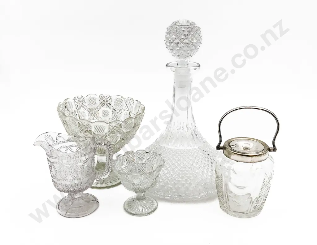 Selection Of Pressed Glass incl Ships Decanter (5) Image 1++