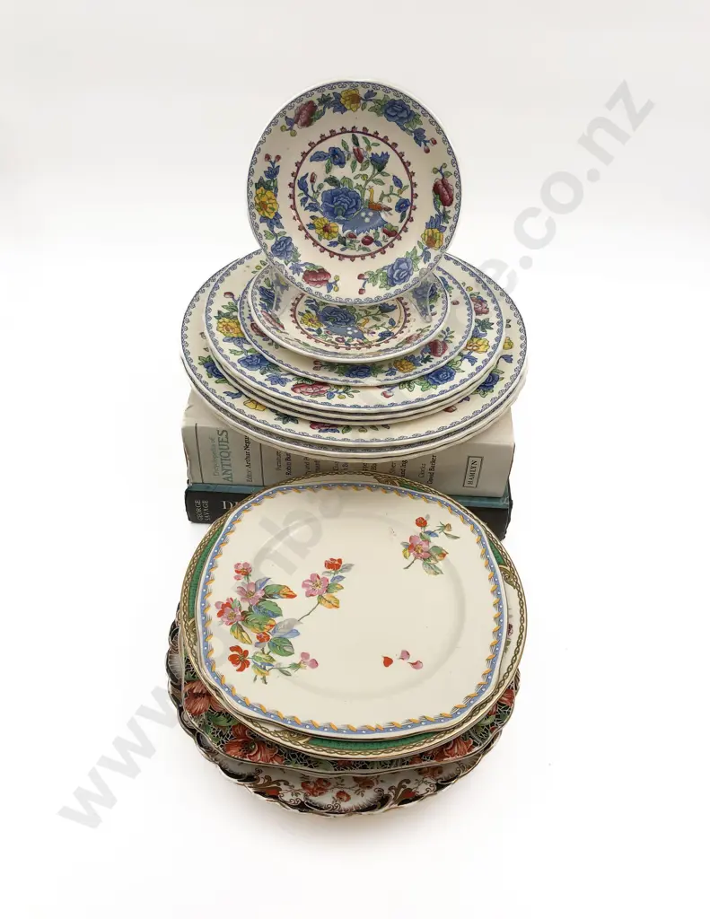 Assorted Masons "Regency' Dinnerware & other  Assorted Plates (16) & Two Antiques Reference Image 1++