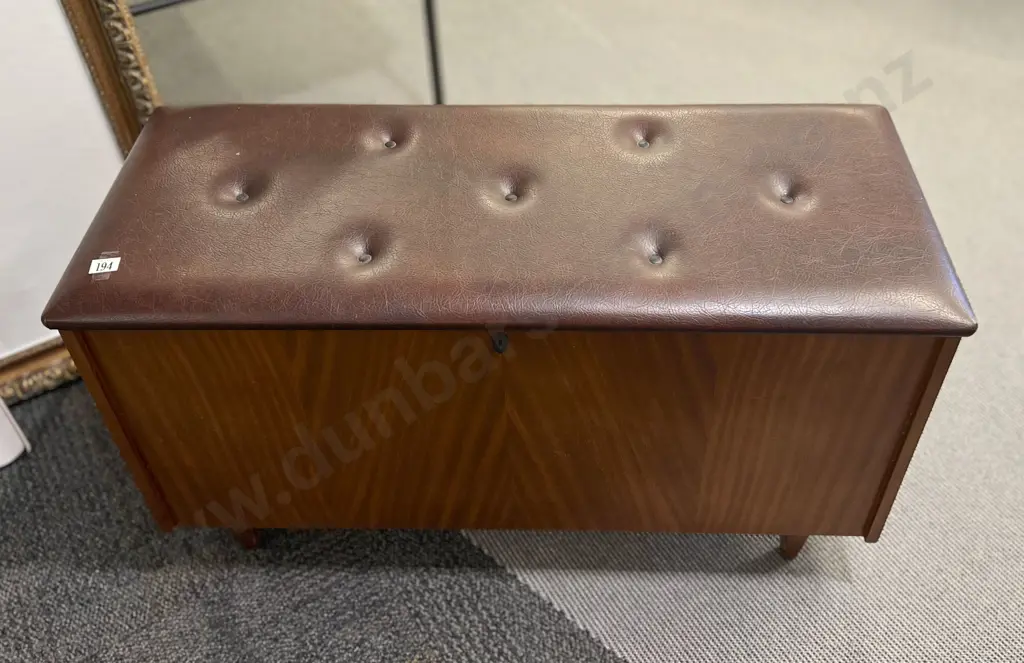 Mid Century Blanket Box with Padded Vinyl Top Image 1++