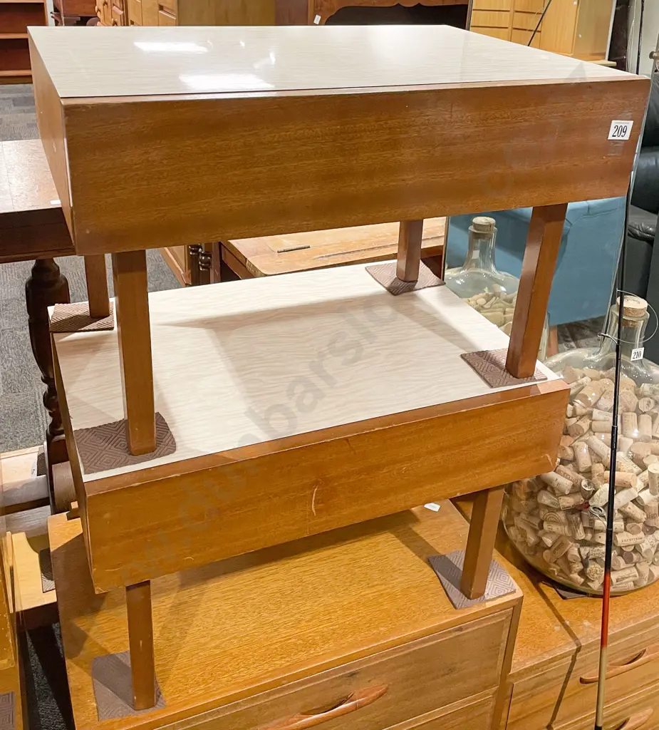 Pair of Formica Topped Bedside Drawers (faults one leg slightly loose) Image 1++