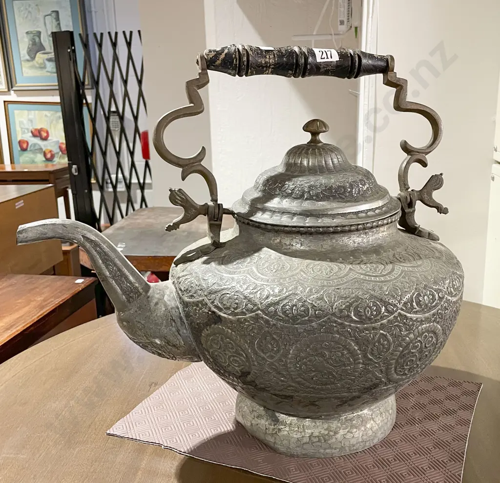 Oversized Indian Style White Metal Kettle Image 1++