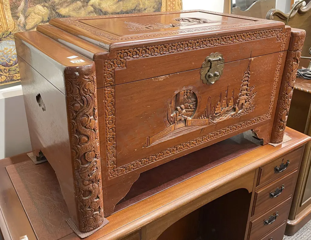 Carved Camphor Chest Image 1++