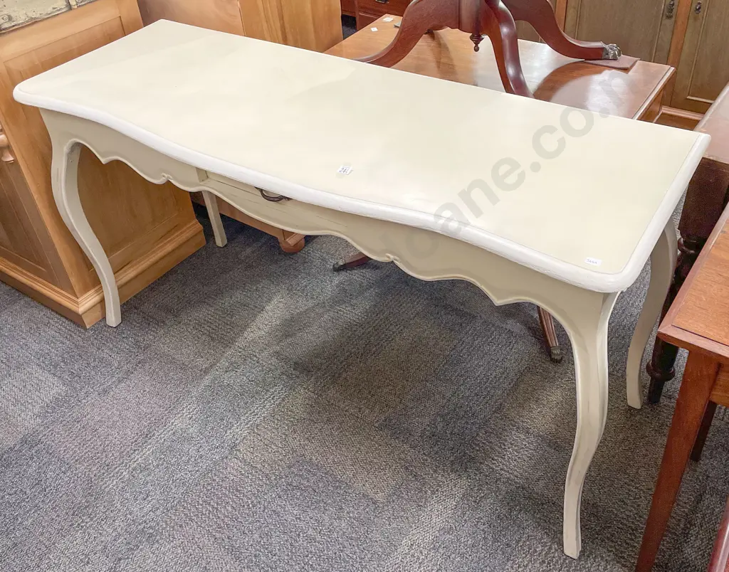 White Painted Single Drawer French Style Hall Table Image 1++