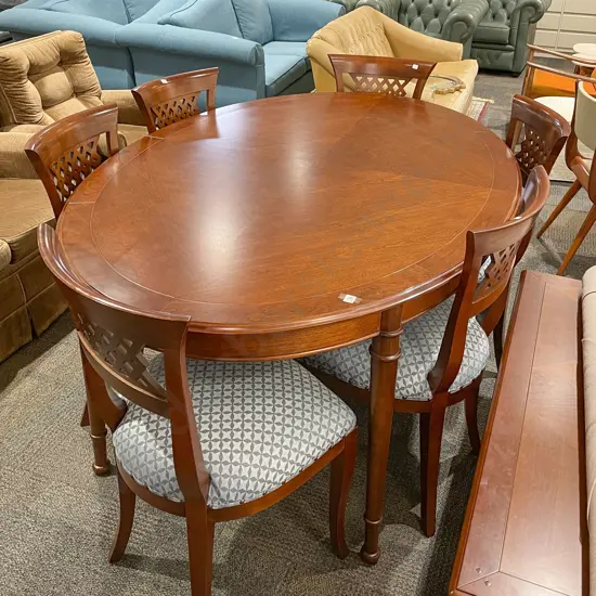 Oval Dining Table & Six Lattice Back Chairs