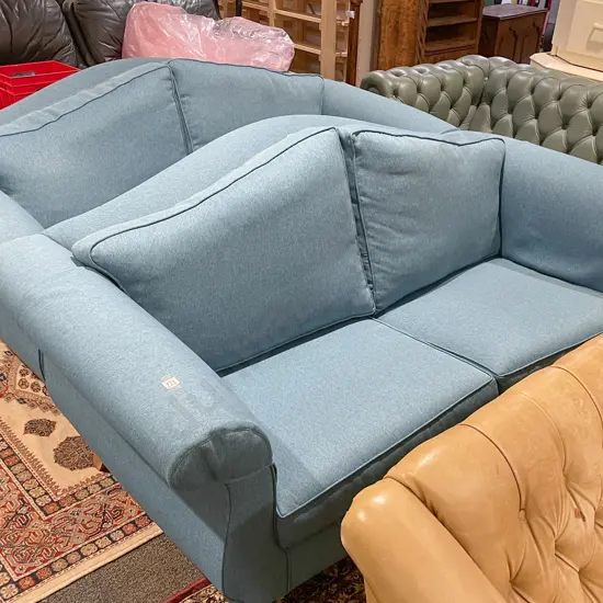 Pair of Two Seater Roll Arm Sofas