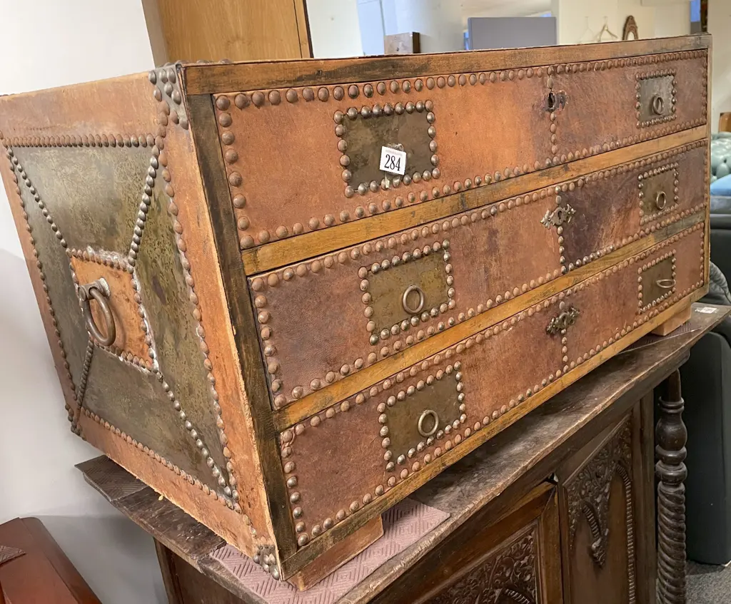Spanish Style Studded Three Drawer Trunk Image 1++