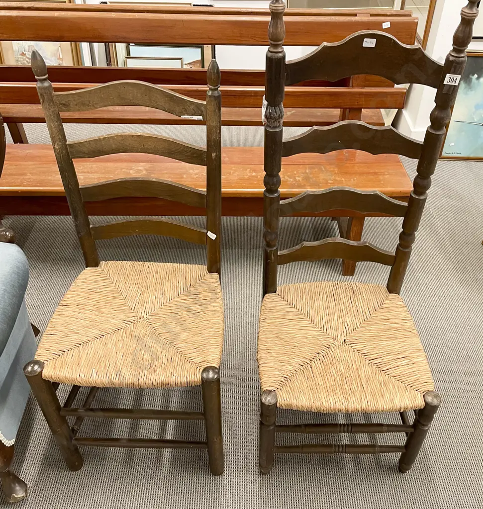 Two Rush Seated Occasional Chairs Image 1++