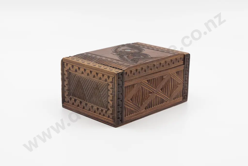 Carved Lidded Box With Manaia Head Image 1++