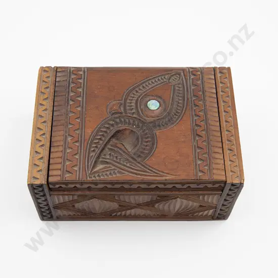 Carved Lidded Box With Manaia Head