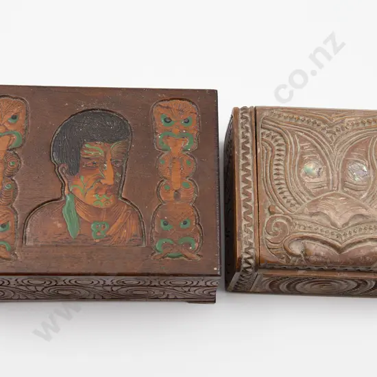 Carved Lidded Boxes With Wheku Heads