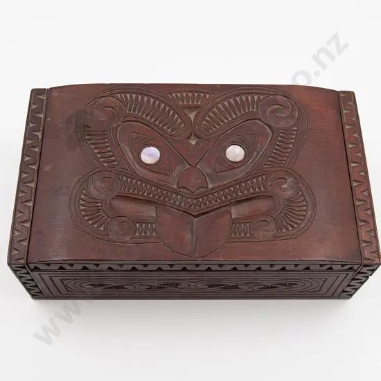 Large Carved Lidded Box With Wheku Head