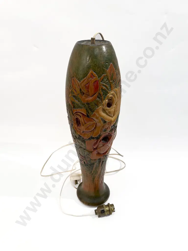 Carved Lamp Base Attributed To Jane Brenkley Image 1++