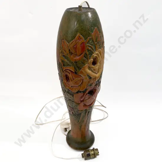 Carved Lamp Base Attributed To Jane Brenkley