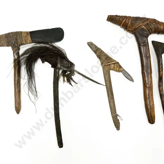Collection of Five Papua New Guinea Hafted Adzes