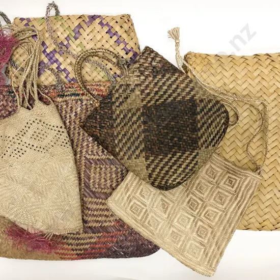Seven Assorted Flax Kete