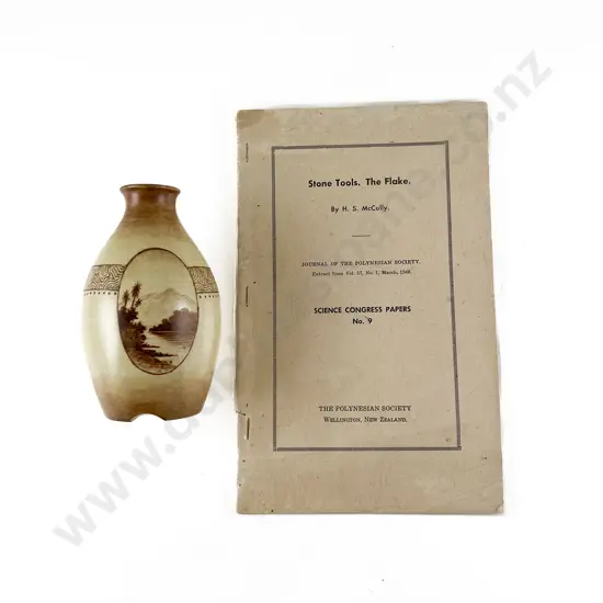 NZ Pottery Vase Together With Stone Tools Pamphlet