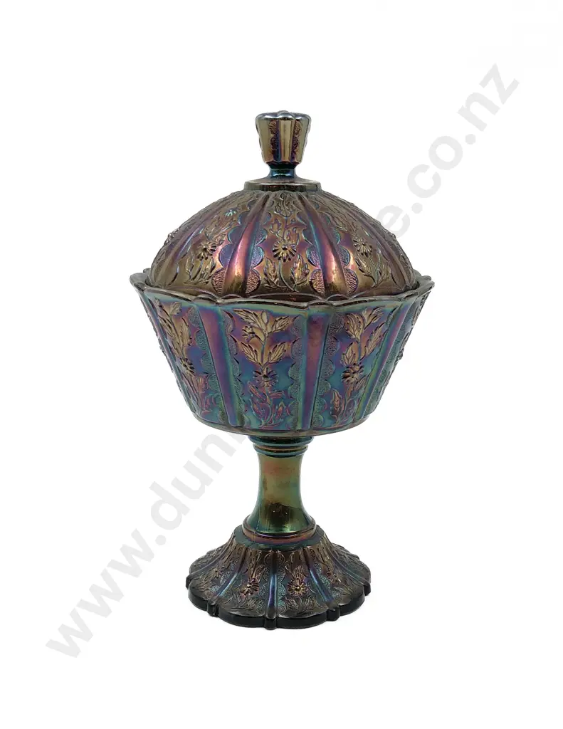 Carnival Glass Lidded Comport Image 1++