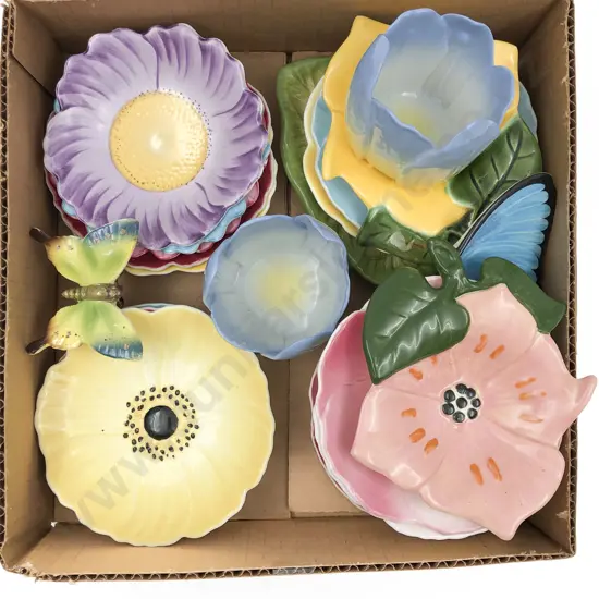 Assortment of Flower Shaped Plates and Dishes