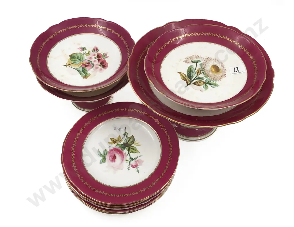 Victorian Hand Painted Dessert Set (10 Pieces) Image 1++