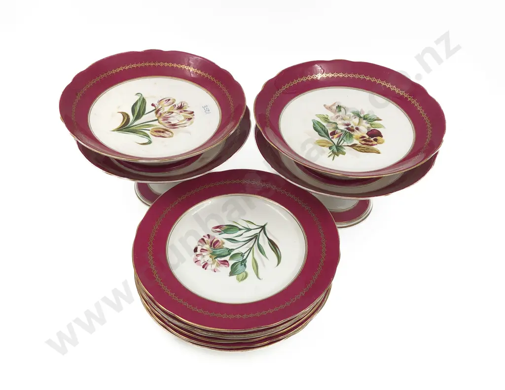 Victorian Hand Painted Dessert Set (11 Pieces) Image 1++