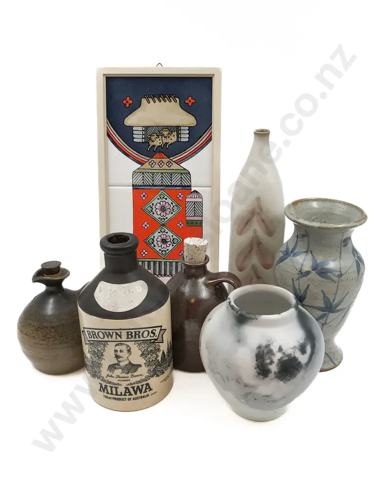 Six Pottery Vessels with Framed Tiles Image 1++
