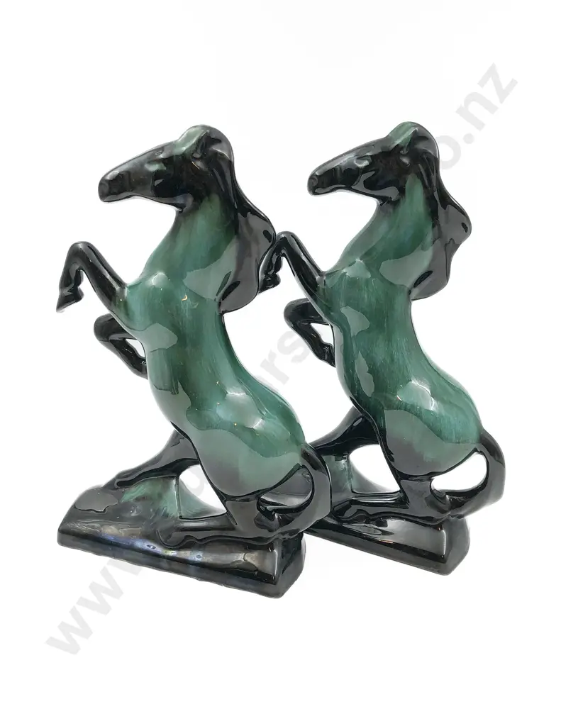 Pair of Blue Mountain Pottery Rearing Horses Image 1++