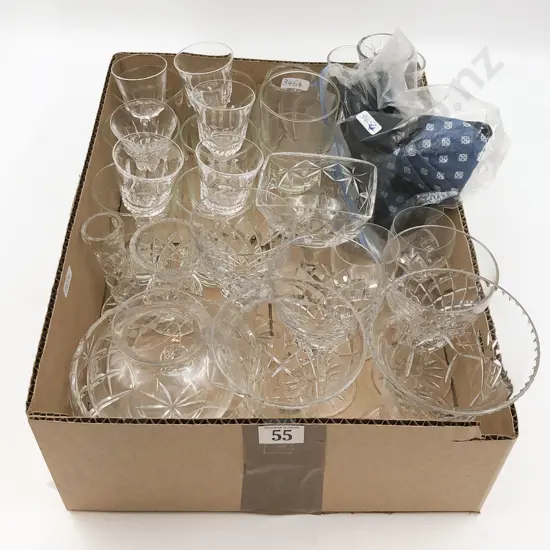 Box of Assorted Crystal and Glassware