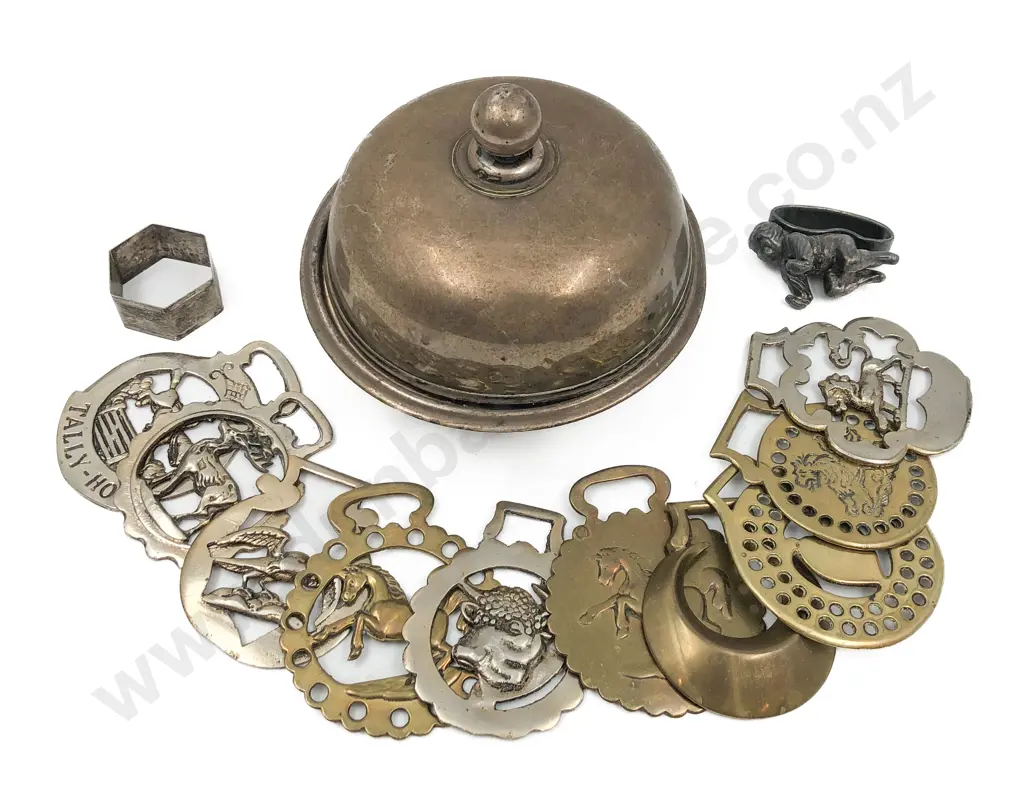 Lidded S/P Dish with Assorted Horse Brasses Image 1++