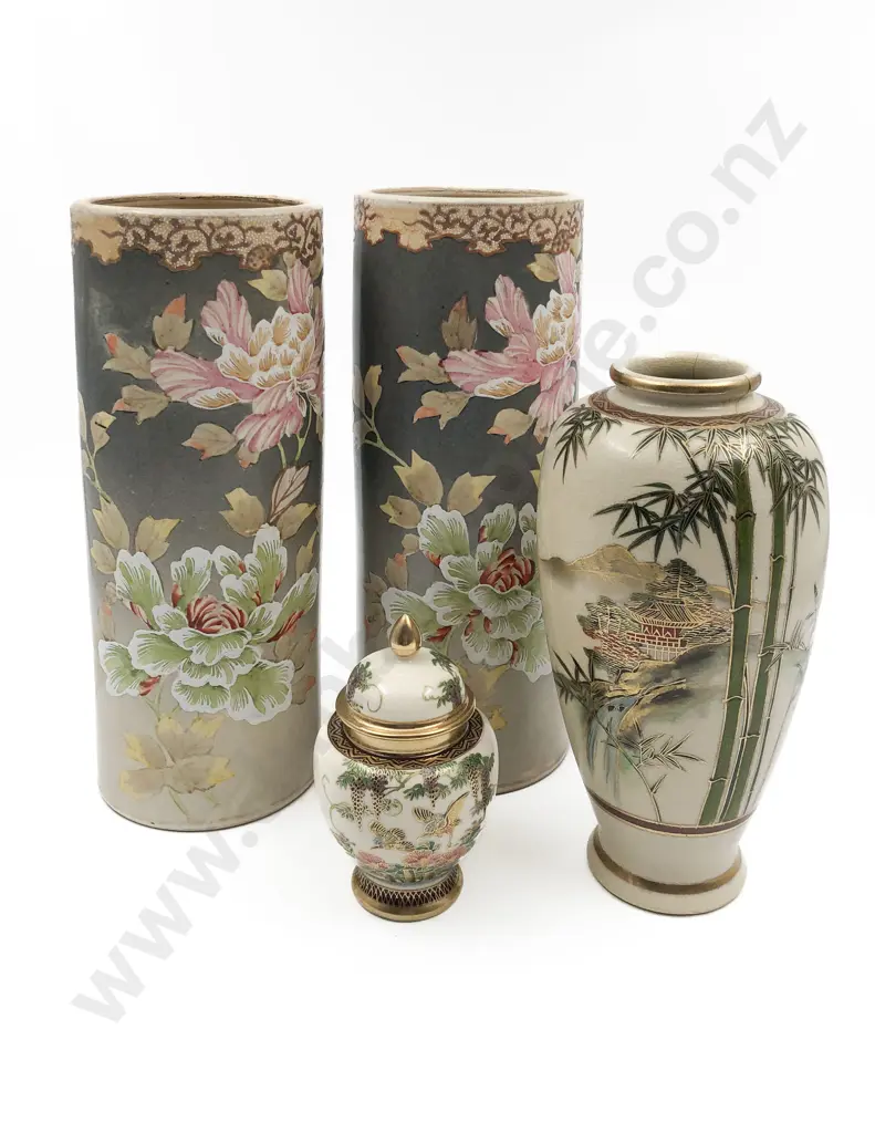 Pair of Satsuma Vases A/F and Two Other (faults) Image 1++