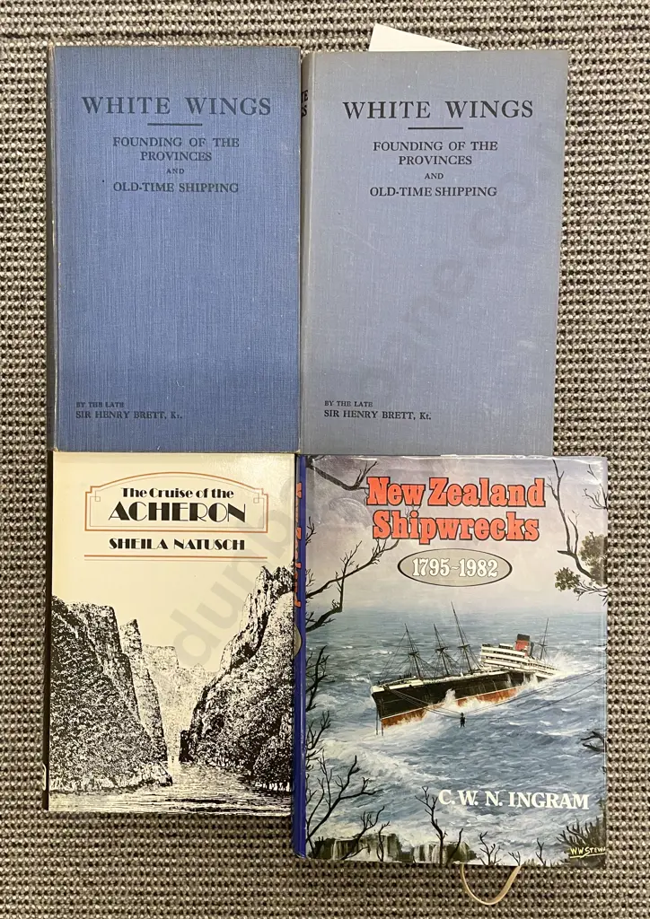 Brett - White Wings Vol I & II with two NZ Shipwreck Volumes Image 1++
