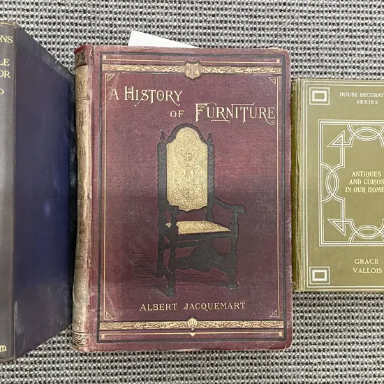 A History of Furniture by Albert Jacquemart together with Two other Antique and Collectable Reference Volumes