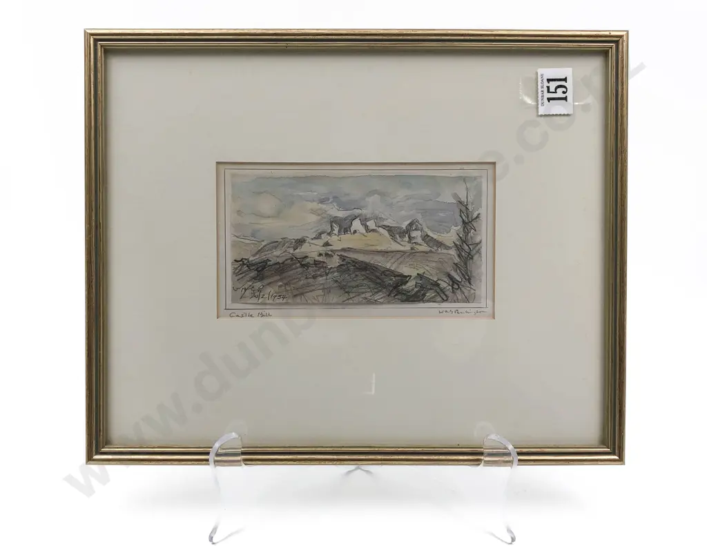 Small Framed W/C & Pencil Work "Castle Hill" Signed W A G P Image 1++