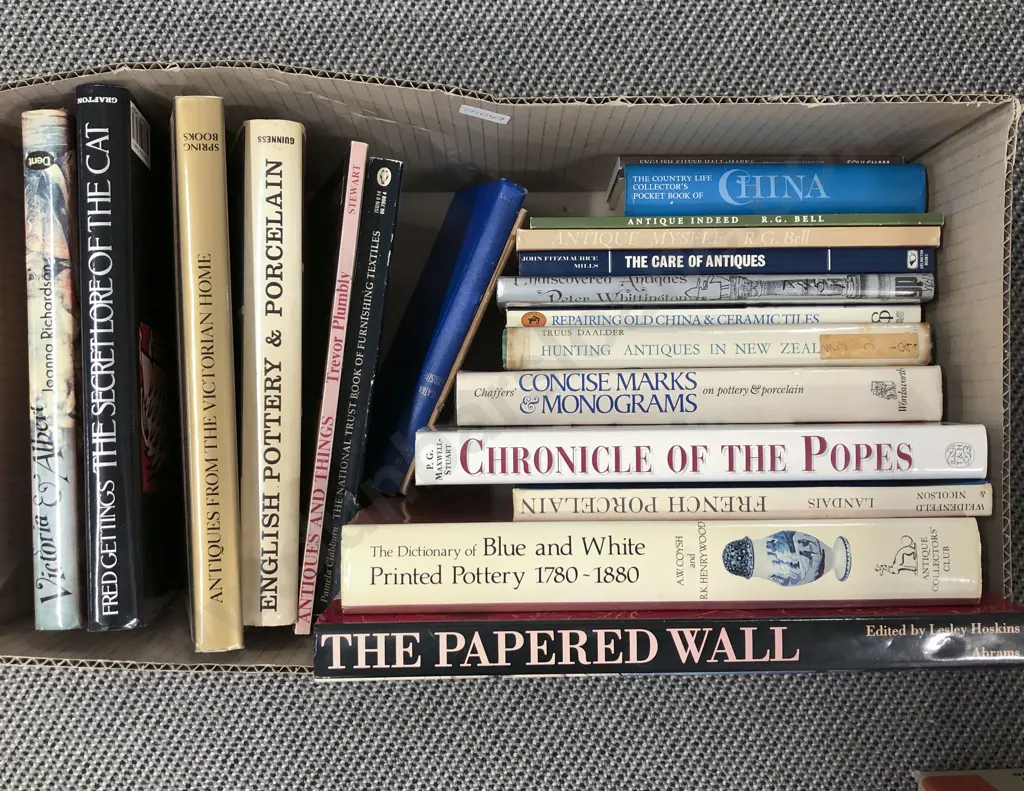 Box of Assorted Books Including Porcelain Reference Image 1++