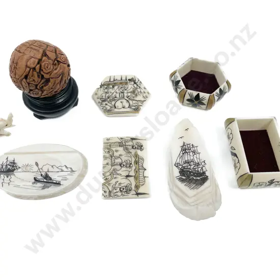 Qty of Small Carved Boxes and Ornaments