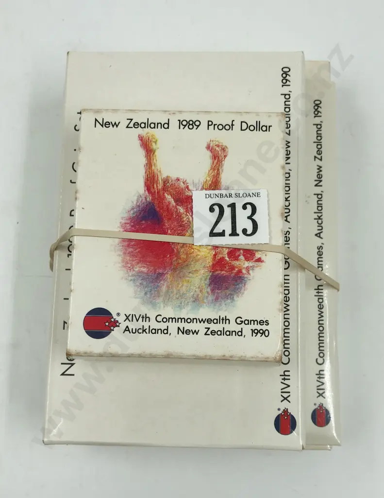 Four NZ 1990 Commonwealth Games Comm. Coin Sets Image 1++