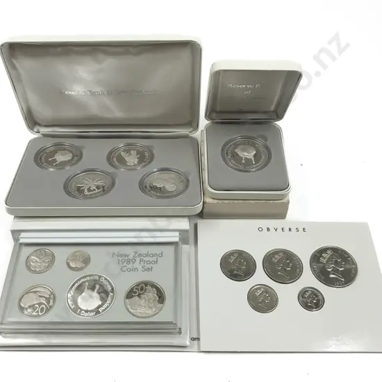 Four NZ 1990 Commonwealth Games Comm. Coin Sets