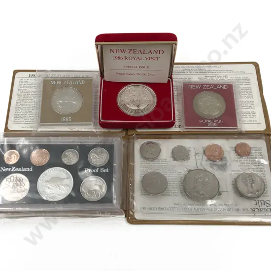 Two NZ Coin Issue Sets Together with Three NZ Comm. Coins