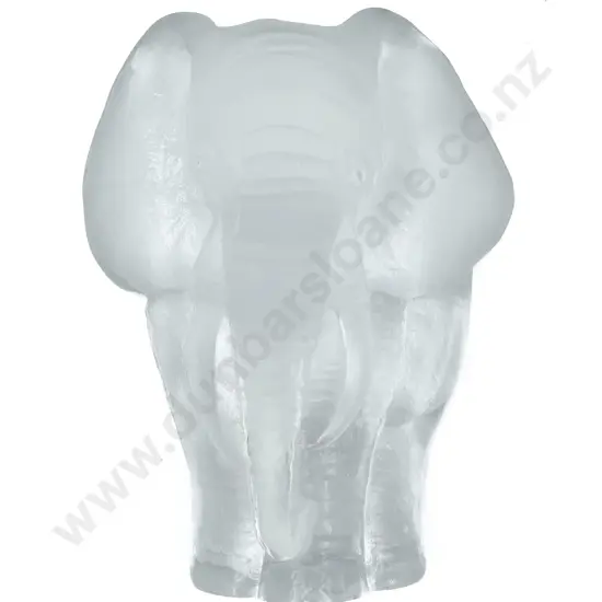 Mats Jonasson Swedish Glass Elephant Form Paper Weight (etched signature)