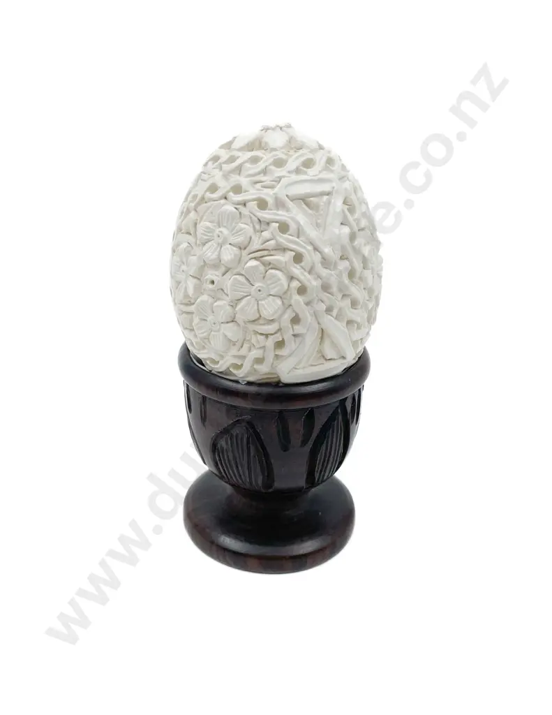 Carved Ivory Egg on Stand Image 1++