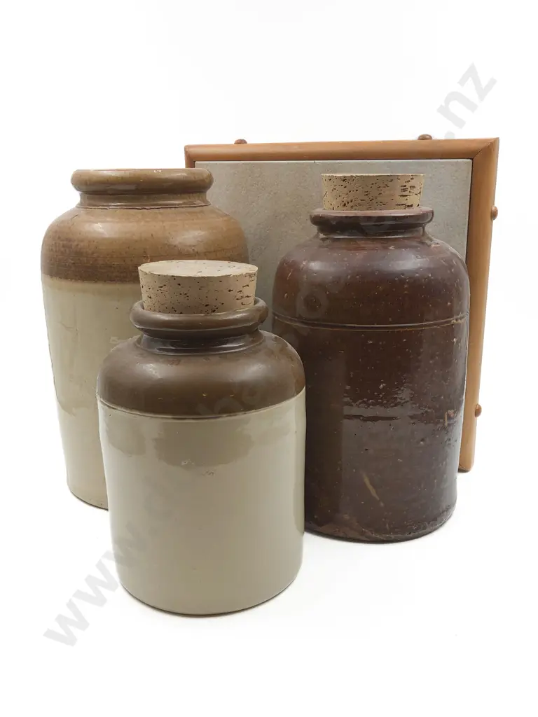 Three Stoneware Crocks (of sizes) together with other Image 1++