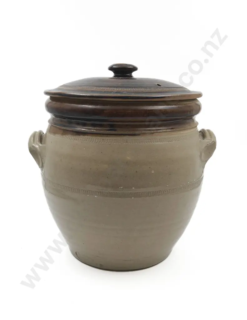 Lidded Stoneware Crock Image 1++